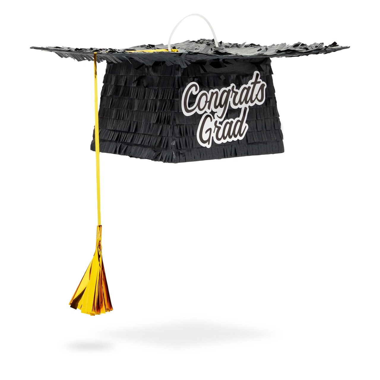 Small "Congrats Grad" Graduation Cap Pinata for Celebrations, Party Decorations Supplies, 12.5 x 5.5 in